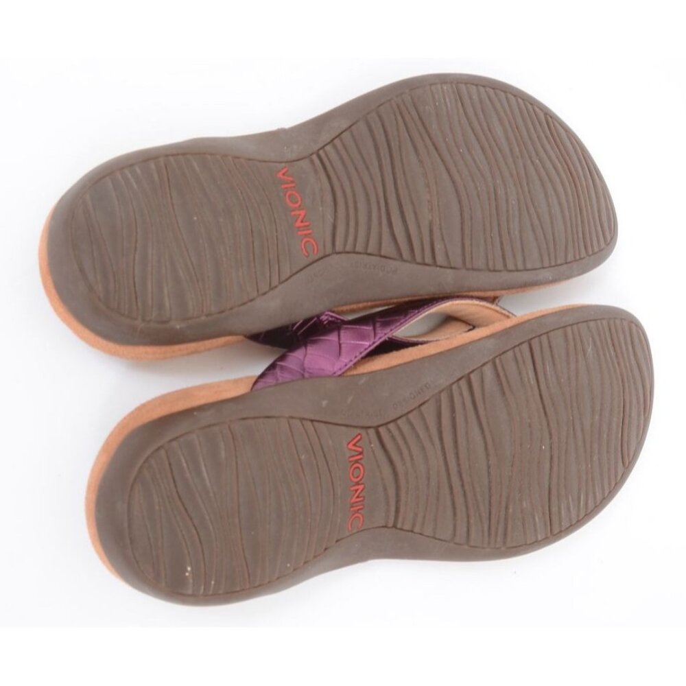 Vionic Dillon Purple Croc Metallic Thong Comfort Sandal Flip Flops Women 7 NEW - Picture 5 of 6